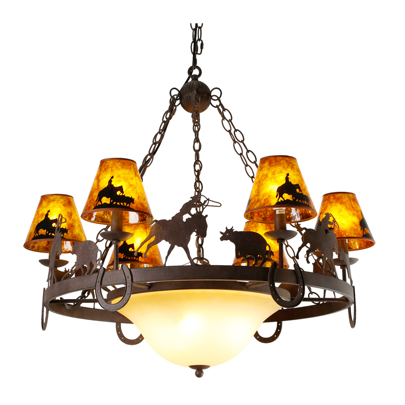 Iron Chandelier With Horse Pattern